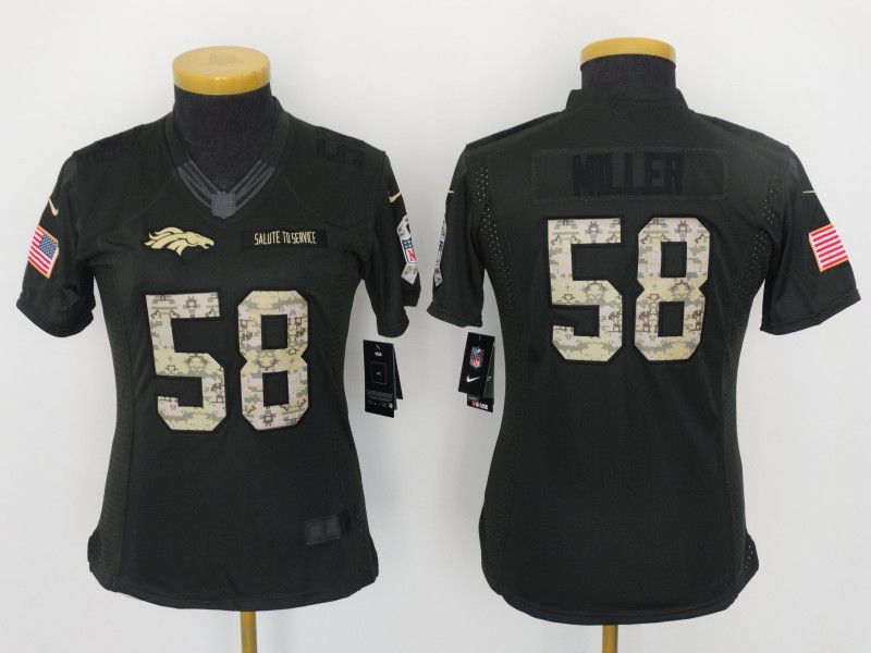 Women Denver Broncos #58 Von Miller Green Salute to Service Nike NFL Jerseys